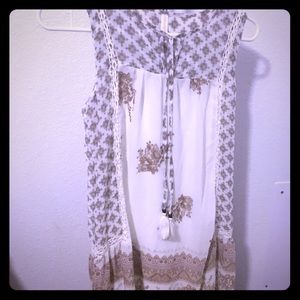 Girls Tan and white above the knee dress